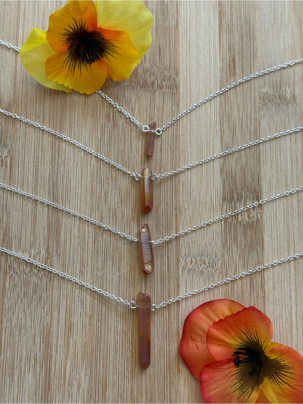 Orange Aura Quartz Crystal Necklace!🧡